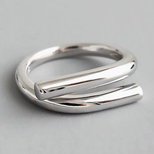 *NEW 925 Sterling Silver Open Bar Adjustable Ring